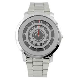 銀製の金属の鉄の水晶腕時計の黒の回転盤のダイヤルのデジタル男の子メンズ